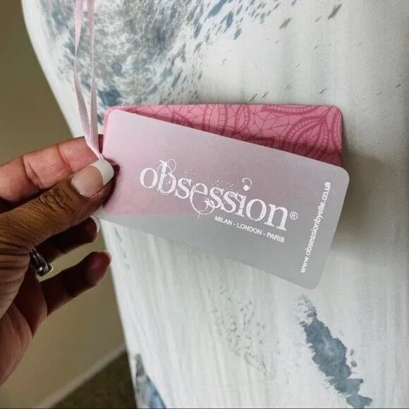 OBSESSION Milan London PARIS 8906M TIE DYE TIERED SILK DRESS DENIM Size Small - Picture 6 of 7